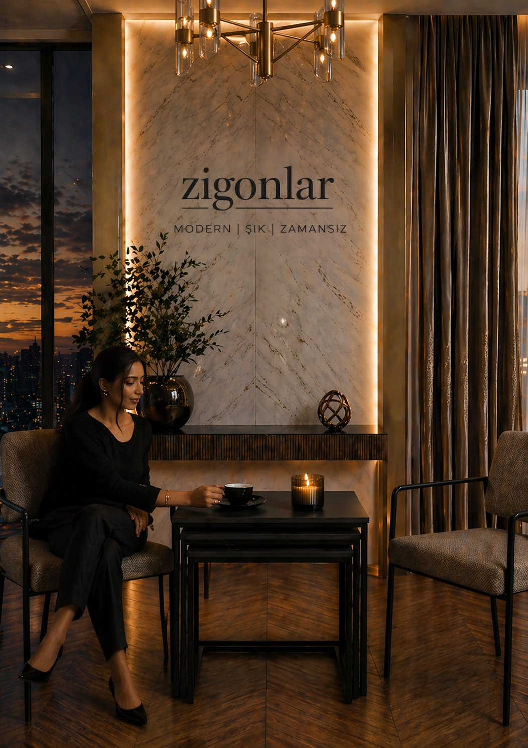 Modern Zigon Sehpa Takımı – 3’lü Şık Tasarım