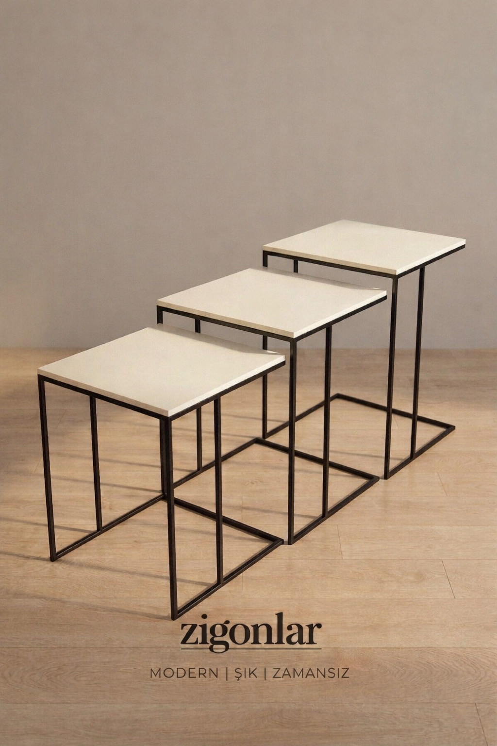 Modern Zigon Sehpa Takımı – 3’lü Şık Tasarım